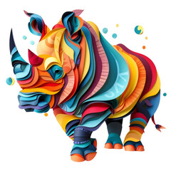 geometric rhino on transparent background