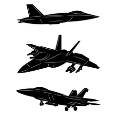combat aircraft silhouette on a white background vector