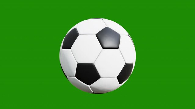 Football rotating animation on green background. Full HD. 4K