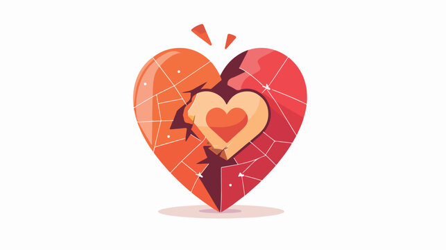 Heartbreak flat icon for broken heart concept vector