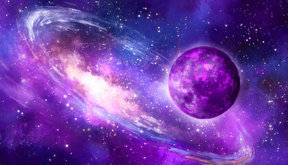 abstract starry Space purple with shining star dust and nebula. Realistic galaxy with milky way and...