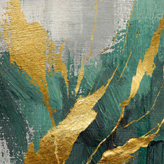 An abstract artistic background with golden brushstrokes. A textured background with oil on canvas....