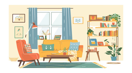 Interior of the living room. flat vector 