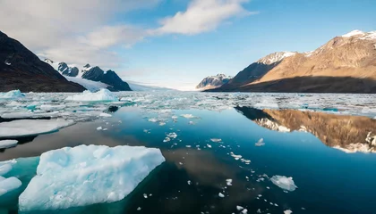  Melting of ice floes and icebergs in the waters of the Northern Arctic. Climate crisis, disaster concept. glaciers melted by global warming © Kimbery