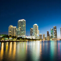 Fototapeta na wymiar Miami Skyline at night