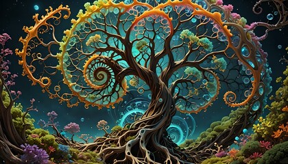 background with a magic tree