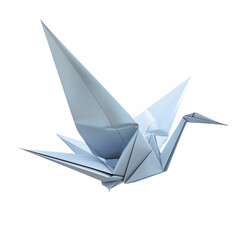 Folded origami crane isolated on white background, detailed, png
