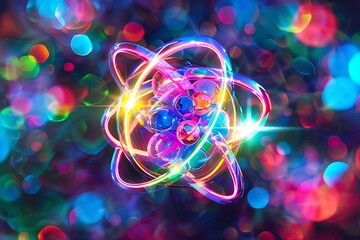 : Stylized atomic structure of Neon in a colorful art style