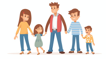 Man with girl and boy family flat vector 