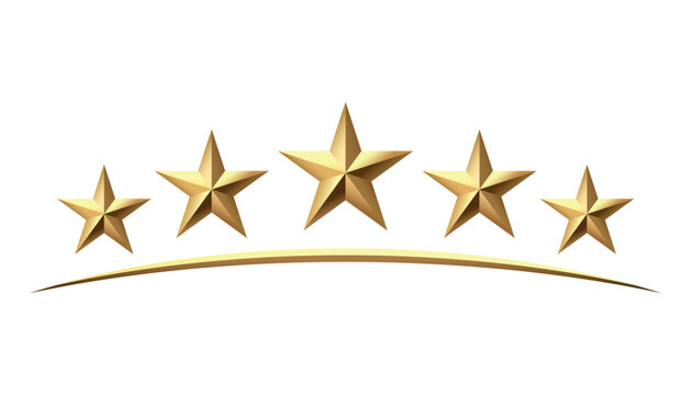 Five golden stars isolated on black background. Rating stars icon. Vector illustration. white background