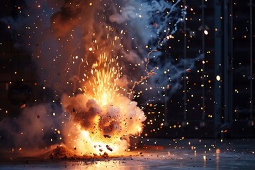 : The moment a firecracker explodes in slow motion - obrazy, fototapety, plakaty