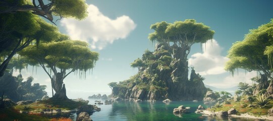 lake, cliff, forest, tree, sky, landscape 32