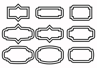 Obraz premium Hoja de iconos negros de marco elegante y vacío. 