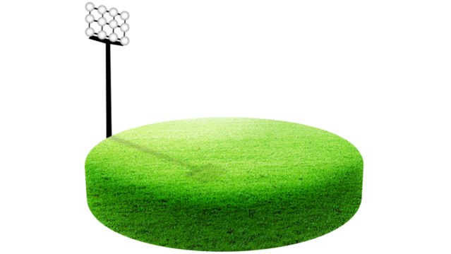 Soccer stadium green grass podium style with lights