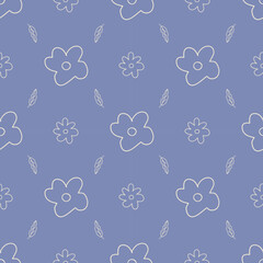 Cute flower seamless pattern background. Simple hand drawn floral textile pattern vector.