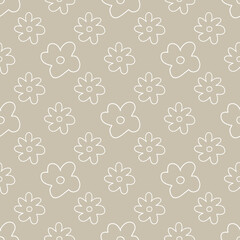 Vintage floral seamless pattern. Hand drawn flowers with seamless pattern vector.