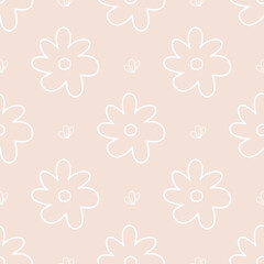 Vintage floral seamless pattern. Simple hand drawn floral textile pattern vector.