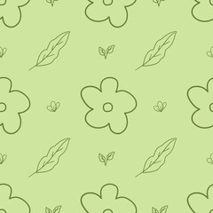 Abstract hand drawn floral pattern vector. Seamless pattern with hand drawn flowers and leaves 
 textile background.