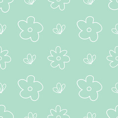 Abstract hand drawn floral pattern vector. Seamless pattern with hand drawn flowers and leaves 
 textile background.