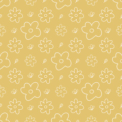 Cute flower seamless pattern background. Simple hand drawn floral textile pattern vector.