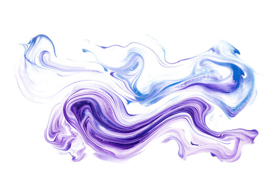 Lavender and blue watercolor paint swirl on white background.