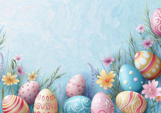 Classic Style Easter Composition decoration Background for Banners Posters Flayers Greeting Cards or Social Media Post v10