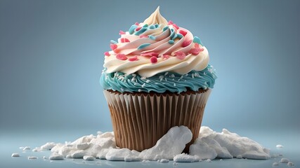 cupcake with frosting on a clear backdrop Take out the png that was made using