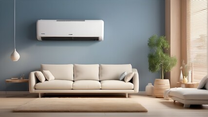 Cool, new air is blasted by the wall-mounted air conditioner. Close the air conditioner