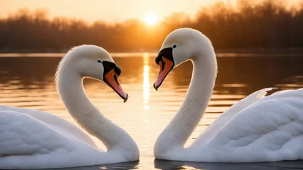 Foto op Aluminium Swans in love on the lake © Alexander