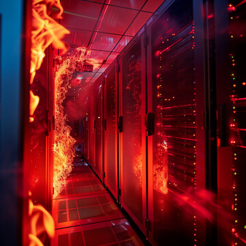fire salp in a server rack of a data center