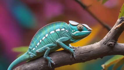 Obraz premium Chamilion on a branch