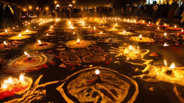 Countless lamps cast their glow across the desert night, conjuring a fantastical atmosphere reminiscent of the tales of the Arabian Nights. 