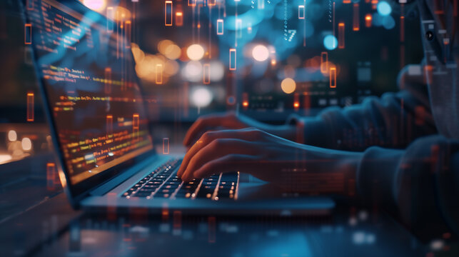 Close-Up of Software Engineer Immersed in Laptop Code Development