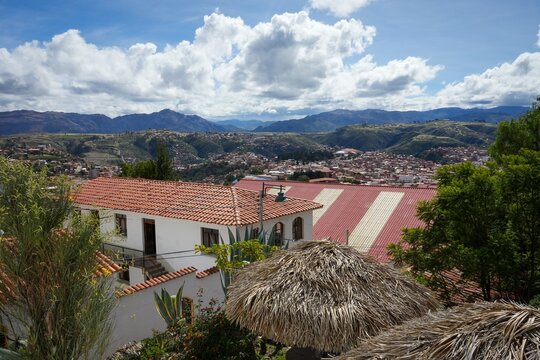 Rooftop View over the Beautiful City of Sucre - Bolivia Stock Photo  