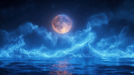 moon over the sea night landscape