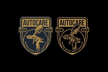 spray paint gun logo design for automotive service, garage, parts and racing company business