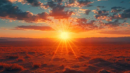 Rolgordijnen sunrise landscape in the desert © Olexandr
