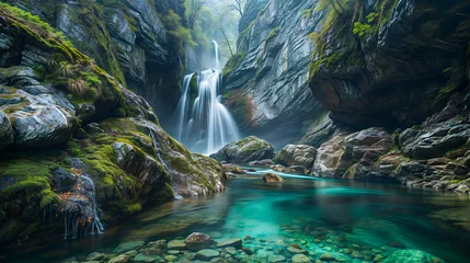 Fotobehang waterfall in the cave © Naveed
