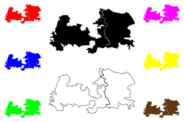 Jacarei city (Federative Republic of Brazil, Sao Paulo state) map vector illustration, scribble sketch Jacareí map