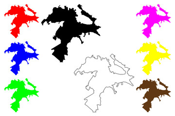 Jaragua do Sul city (Federative Republic of Brazil, Santa Catarina state) map vector illustration, scribble sketch Jaraguá do Sul map