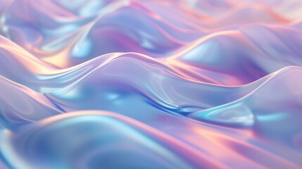 Find peace amidst the digital chaos as holographic waves gently cascade in a tranquil scene.