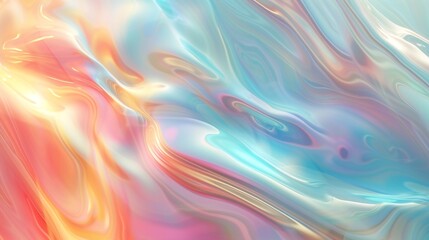 Obraz premium Find peace amidst the digital chaos as holographic waves gently cascade in a tranquil scene.