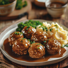 Delectable German Klopse Meatballs Served with Creamy Gravy and Mashed Potatoes
