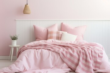 Simple and comfortable pink bedroom