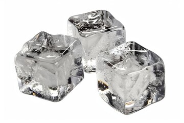 Obraz premium Three ice cubes on a white background 