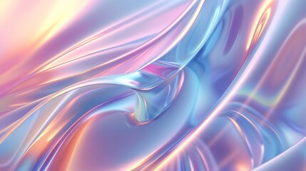 Obraz premium Heavenly Holography: 3D holographic waves in calming colors, viewed from top.