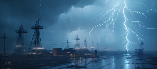 power plants, electricity, lightning 43 - obrazy, fototapety, plakaty