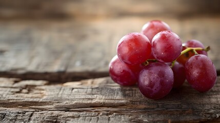 Close up of fresh Grapes on a rustic wooden Table