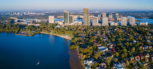 Panoramic aerial drone view of Rhodes, an Inner West suburb of Sydney, NSW Australia on a sunny...