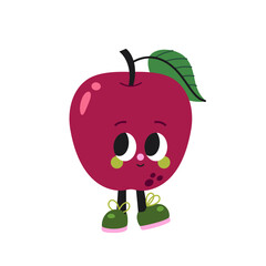 Cute cartoon red apple illustration on a white background.